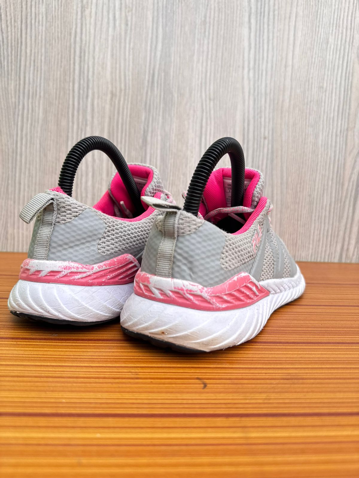 Fila Running Shoes – White with Pink Sole & Grey Mesh Upper